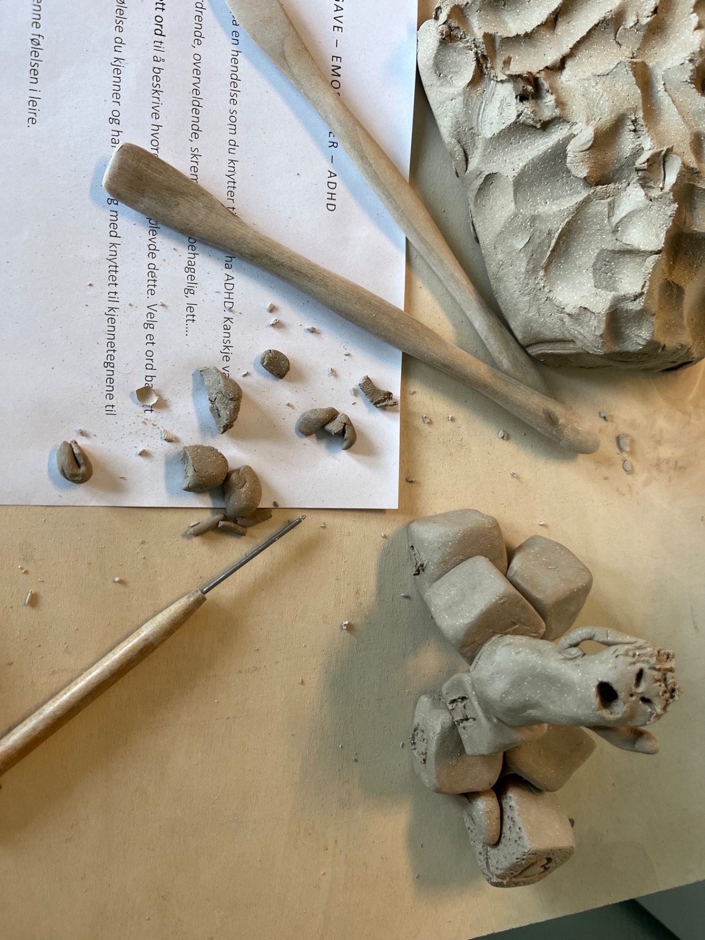 Noen ganger kan leire, tegning eller andre kreative verktøy og metoder være et nyttig hjelpemiddel.